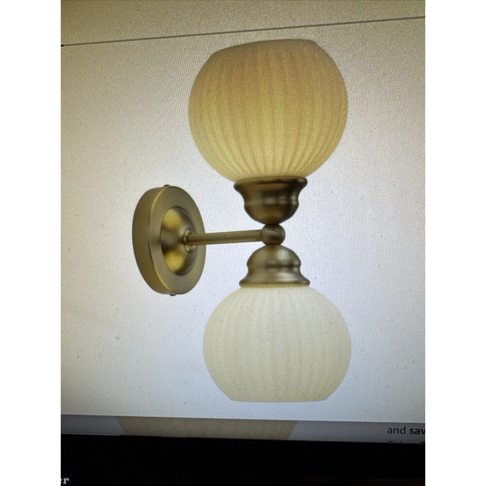 2-Light Milk White Wall Sconces Striped Glass, Modern Bathroom Sconces Wall V...